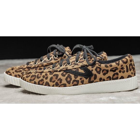 Tretorn Nylite Plus Suede Leopard Print Retro Sneakers Womens Size 7.5 - Picture 15 of 16